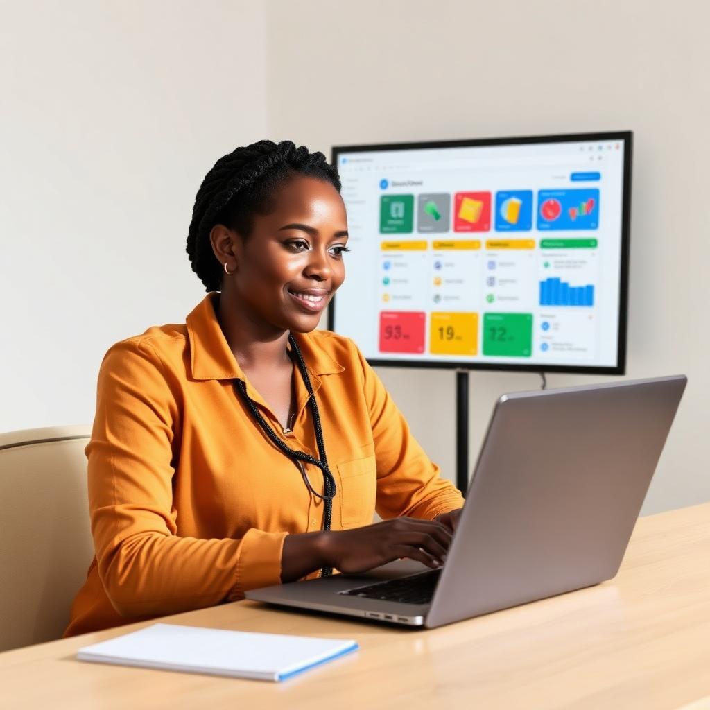 Directrice d'école utilisant Skool IA sur son ordinateur